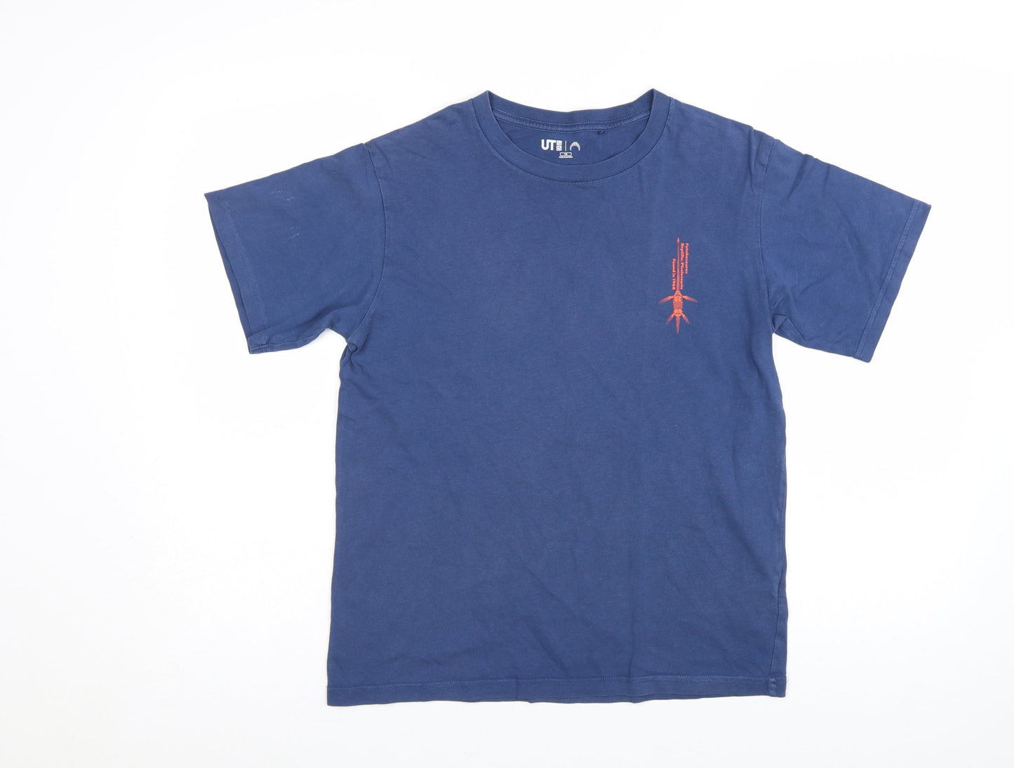 Uniqlo Boys Blue Graphic Futabasaurus T-Shirt 13-14 Years Cotton Casual