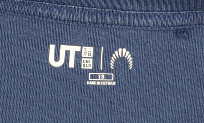 Uniqlo Boys Blue Graphic Futabasaurus T-Shirt 13-14 Years Cotton Casual