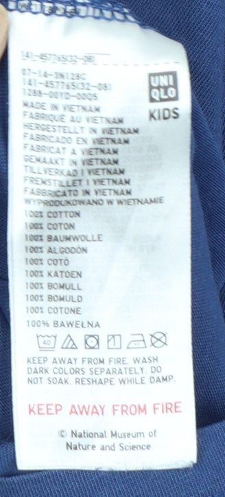 Uniqlo Boys Blue Graphic Futabasaurus T-Shirt 13-14 Years Cotton Casual