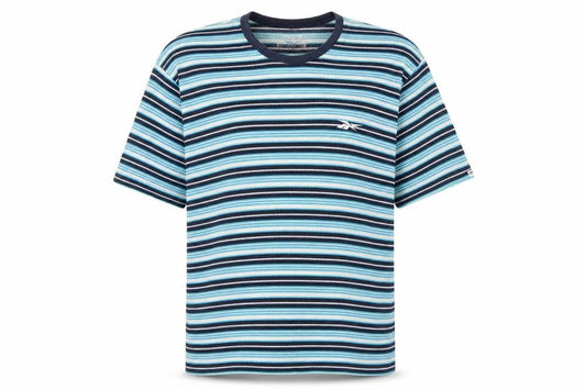 Reebok Women's Blue Striped Short Sleeve T-Shirt Size 16