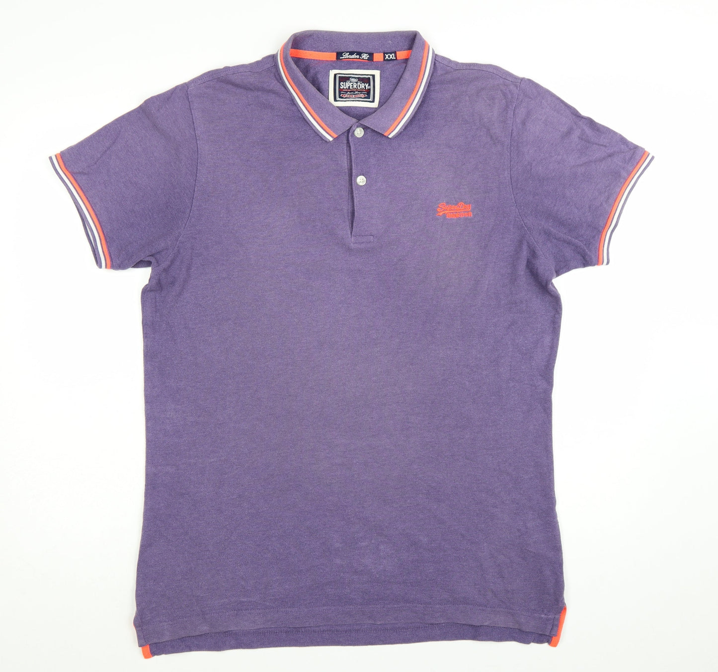 Superdry Men’s Purple 2XL London Fit Cotton Short Sleeve Polo Shirt