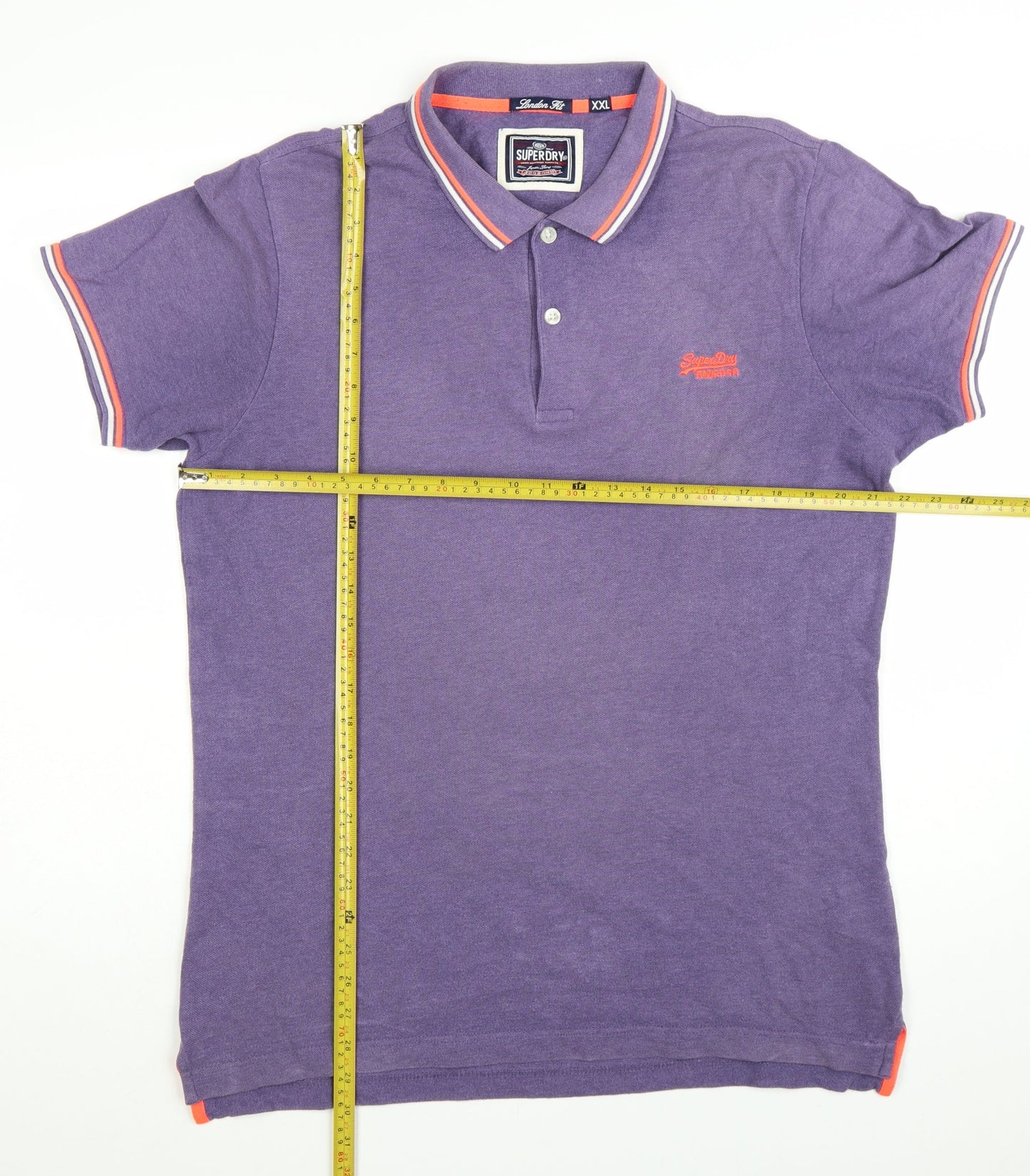 Superdry Men’s Purple 2XL London Fit Cotton Short Sleeve Polo Shirt