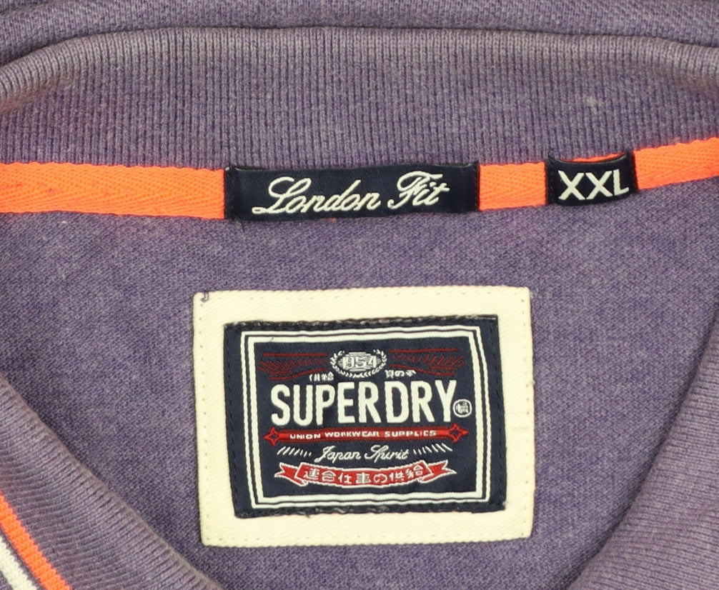 Superdry Men’s Purple 2XL London Fit Cotton Short Sleeve Polo Shirt