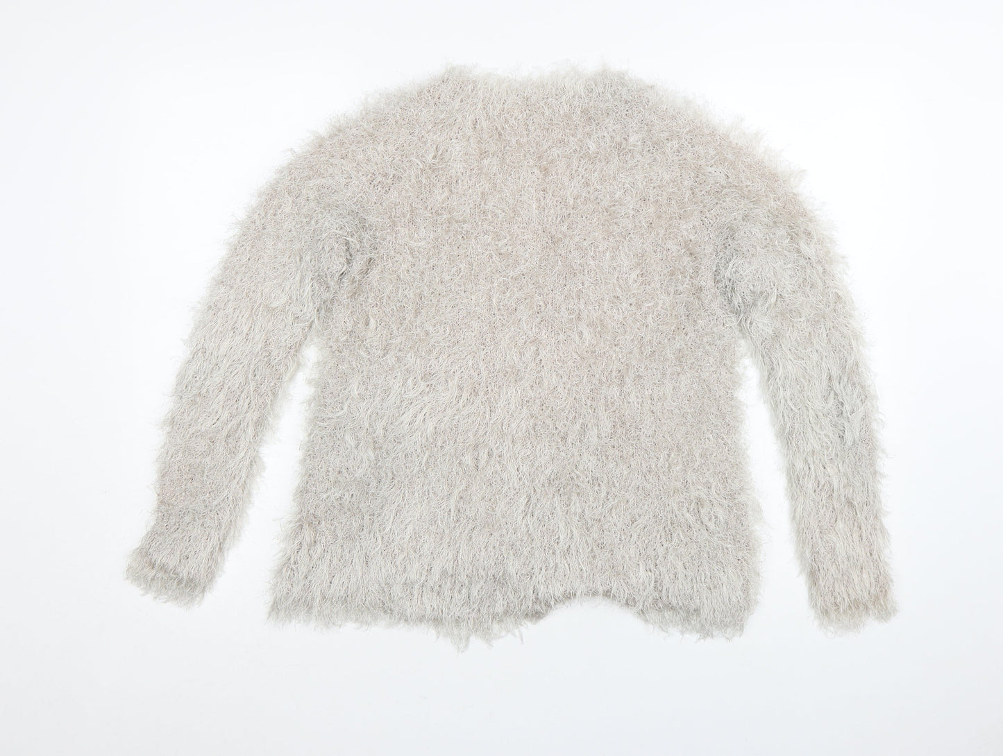 New Look Women's Beige Fuzzy Knit Long Sleeve Pullover Jumper L