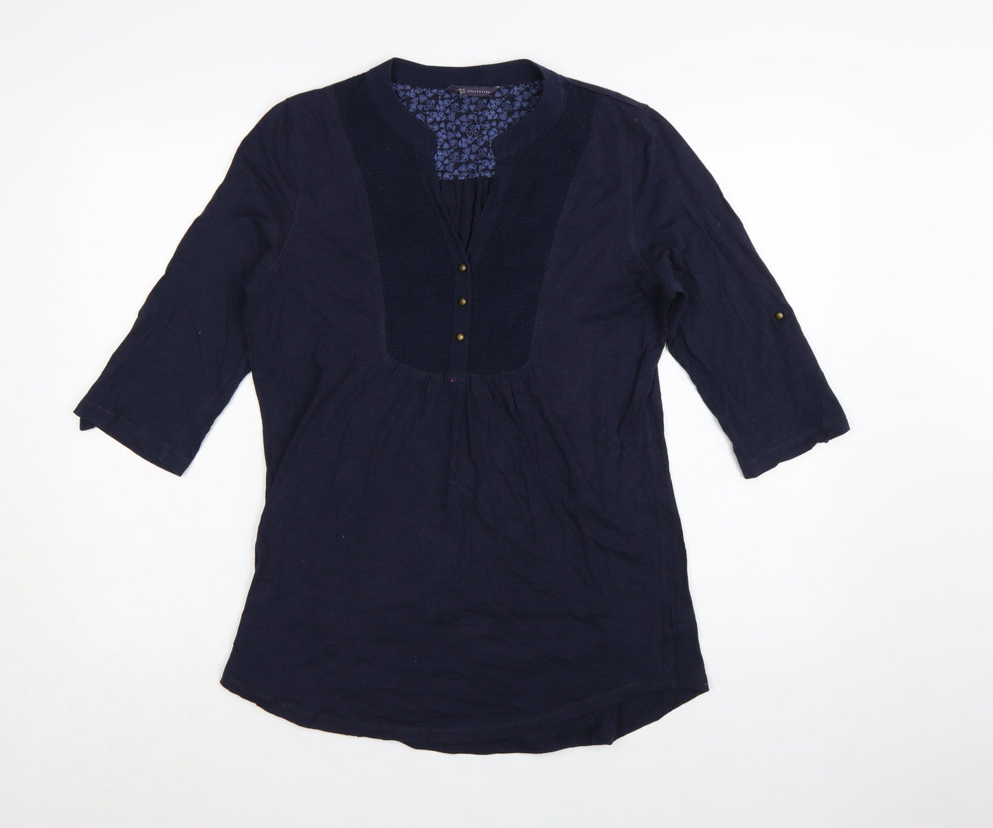 Marks and Spencer Women's Blue 3/4 Sleeve Cotton Tunic Blouse UK 12