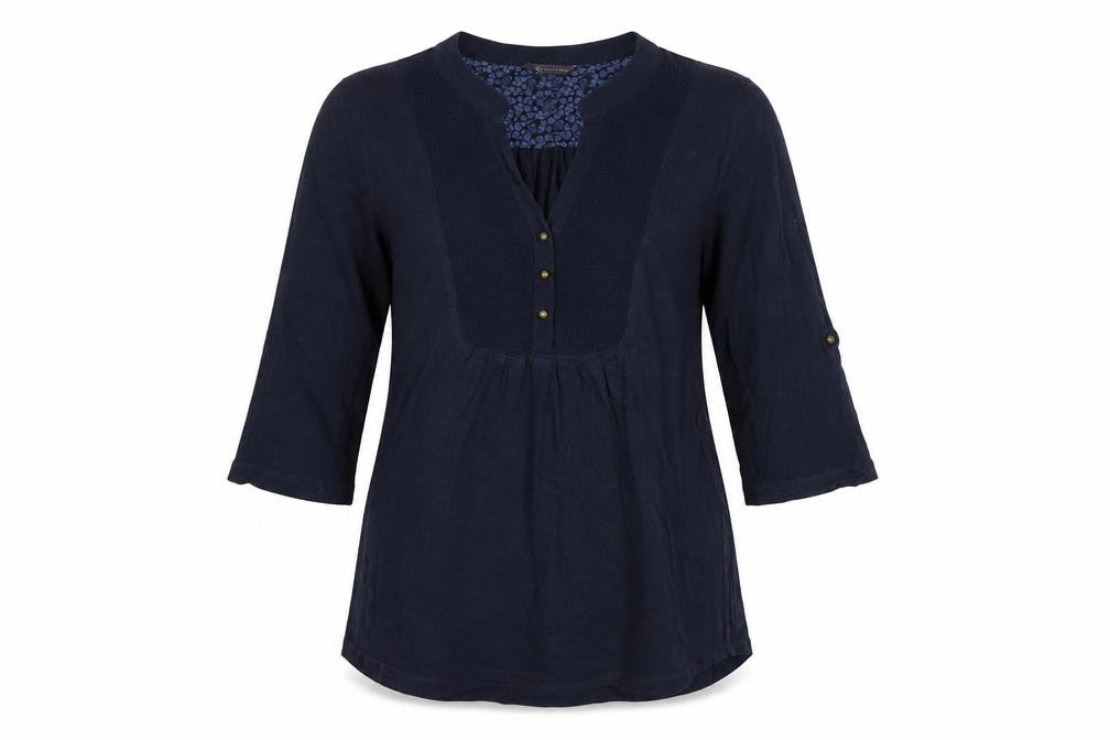 Marks and Spencer Women's Blue 3/4 Sleeve Cotton Tunic Blouse UK 12