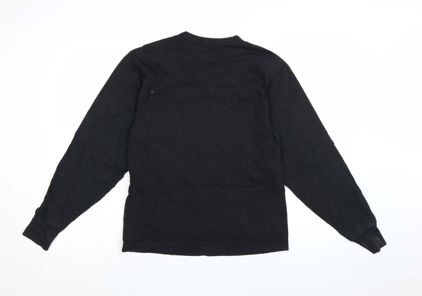 Uniqlo Women Black Long Sleeve Cotton Crew Neck Basic T-Shirt Size S