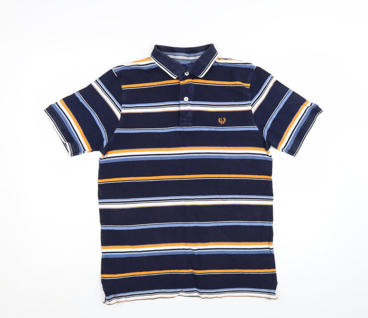 Lincoln Men's Blue Striped Cotton Polo Shirt Size M