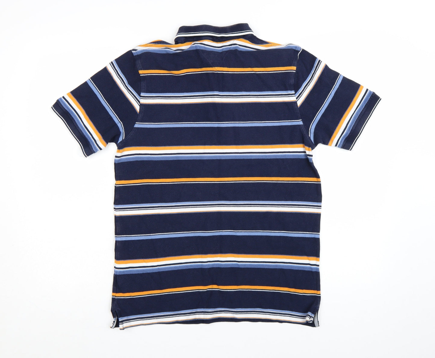 Lincoln Men's Blue Striped Cotton Polo Shirt Size M