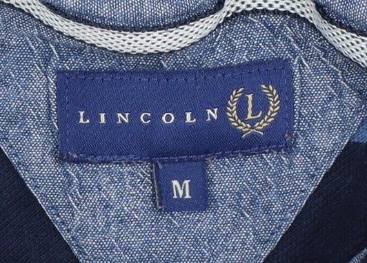 Lincoln Men's Blue Striped Cotton Polo Shirt Size M