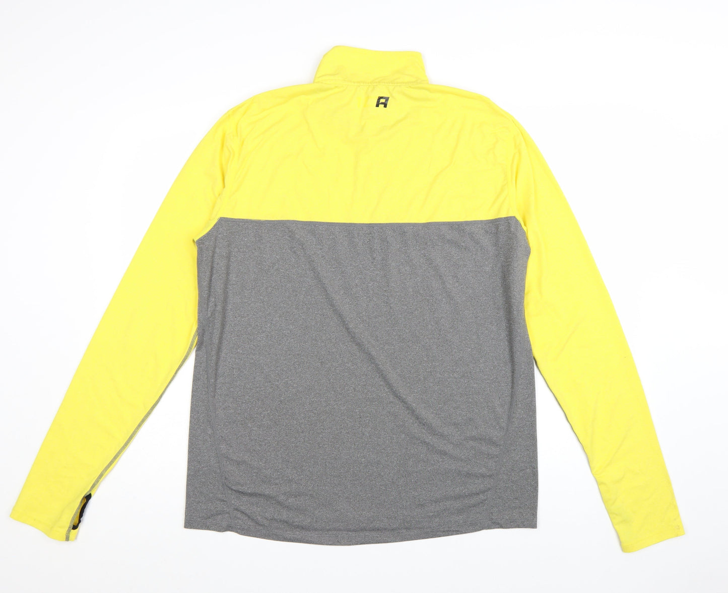 TCA Men’s Yellow Grey 1/4 Zip Long Sleeve Running Top Size L
