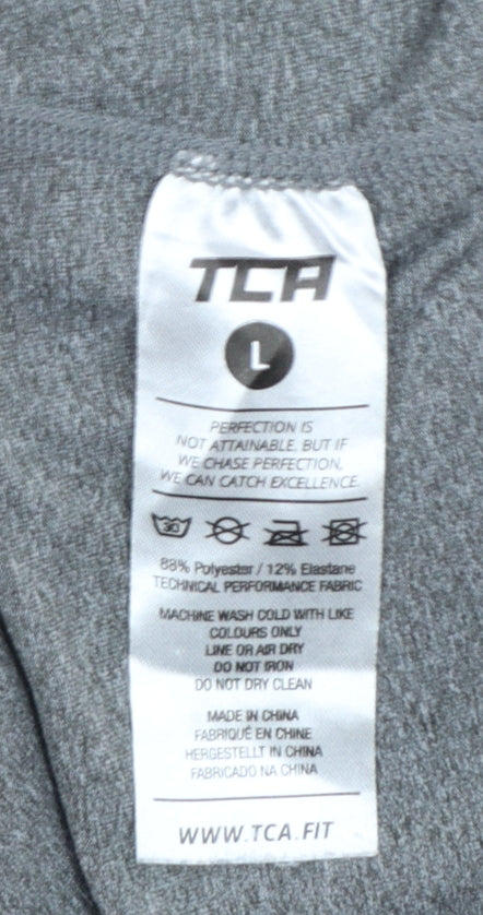 TCA Men’s Yellow Grey 1/4 Zip Long Sleeve Running Top Size L
