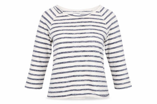 FatFace Women’s Blue Striped Boat Neck 3/4 Sleeve Cotton Top Size 10