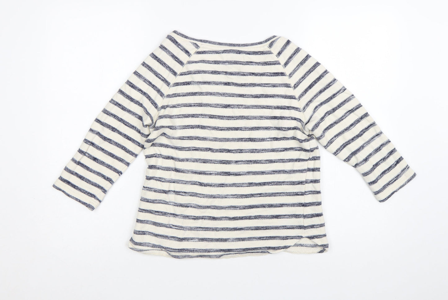 FatFace Women’s Blue Striped Boat Neck 3/4 Sleeve Cotton Top Size 10