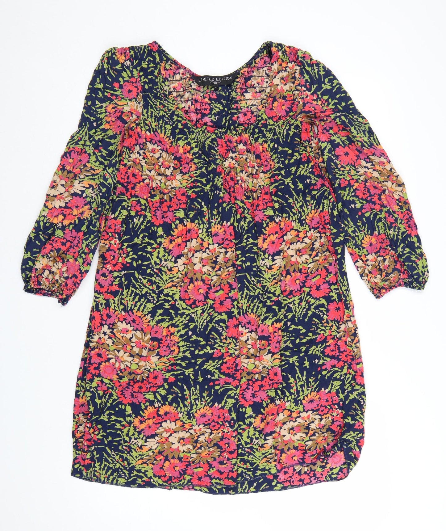 New Look Women Multicoloured Floral Viscose Shift Dress Size 10
