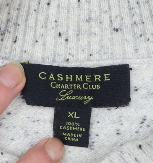 Charter Club Womens Grey Mock Neck 100% Cashmere Jumper XL
