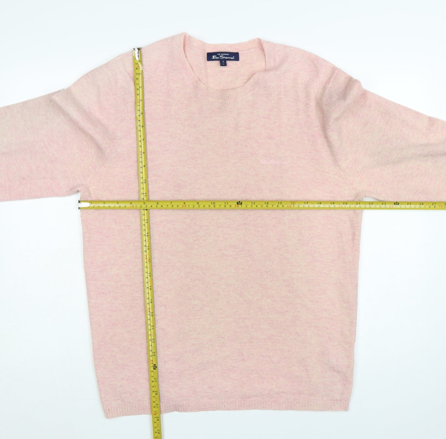 Ben Sherman Men's Pink Lambswool Crew Neck Jumper Size L