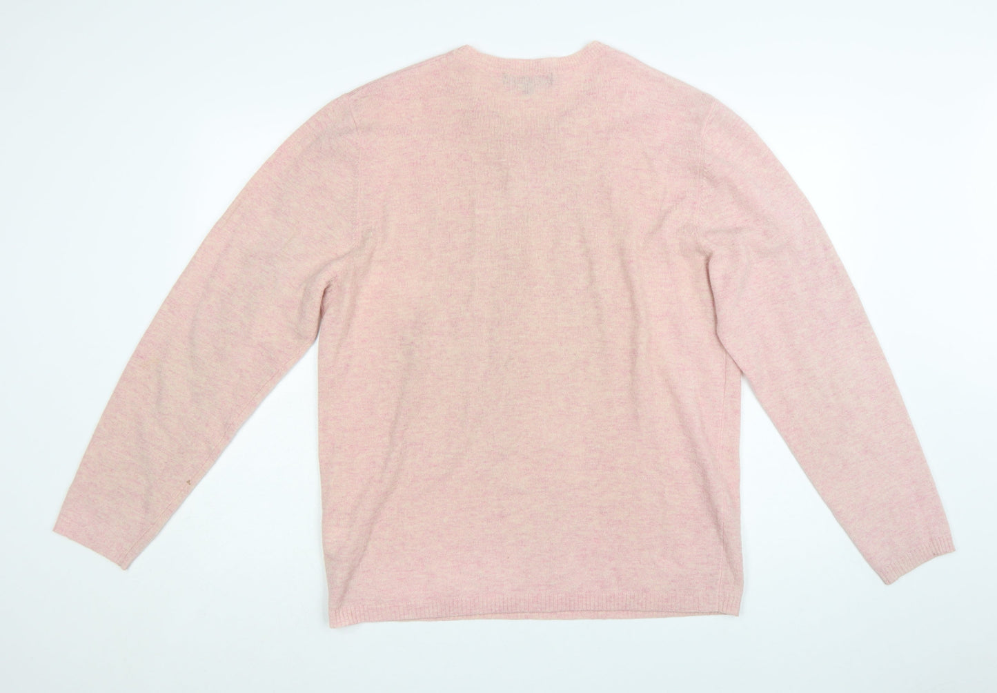 Ben Sherman Men's Pink Lambswool Crew Neck Jumper Size L