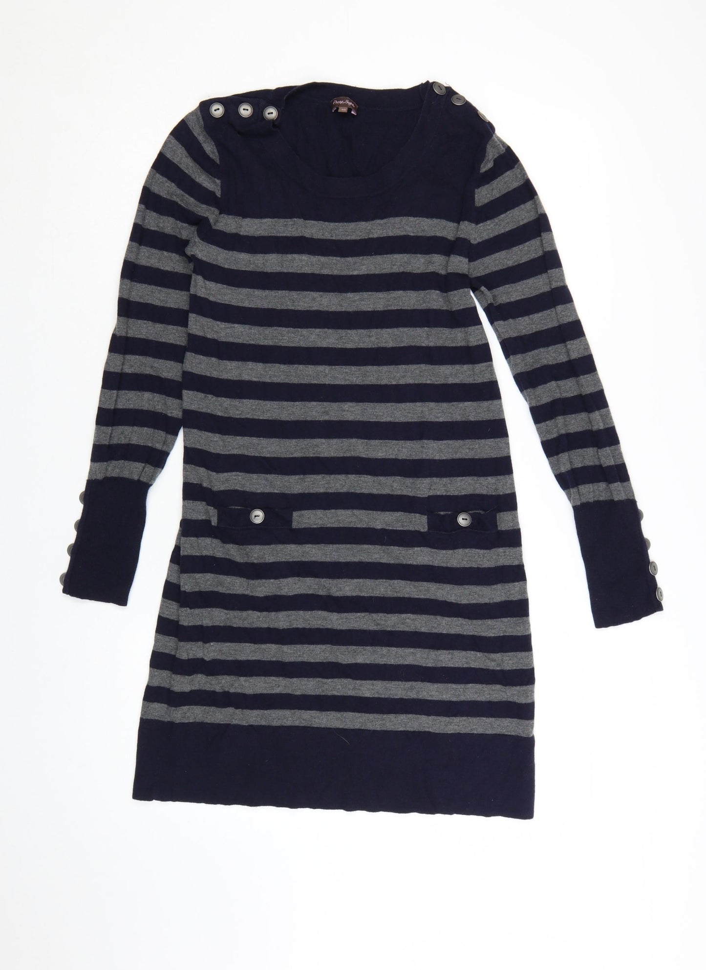 Phase Eight Women’s Blue Striped Wool Jumper Dress Size 10