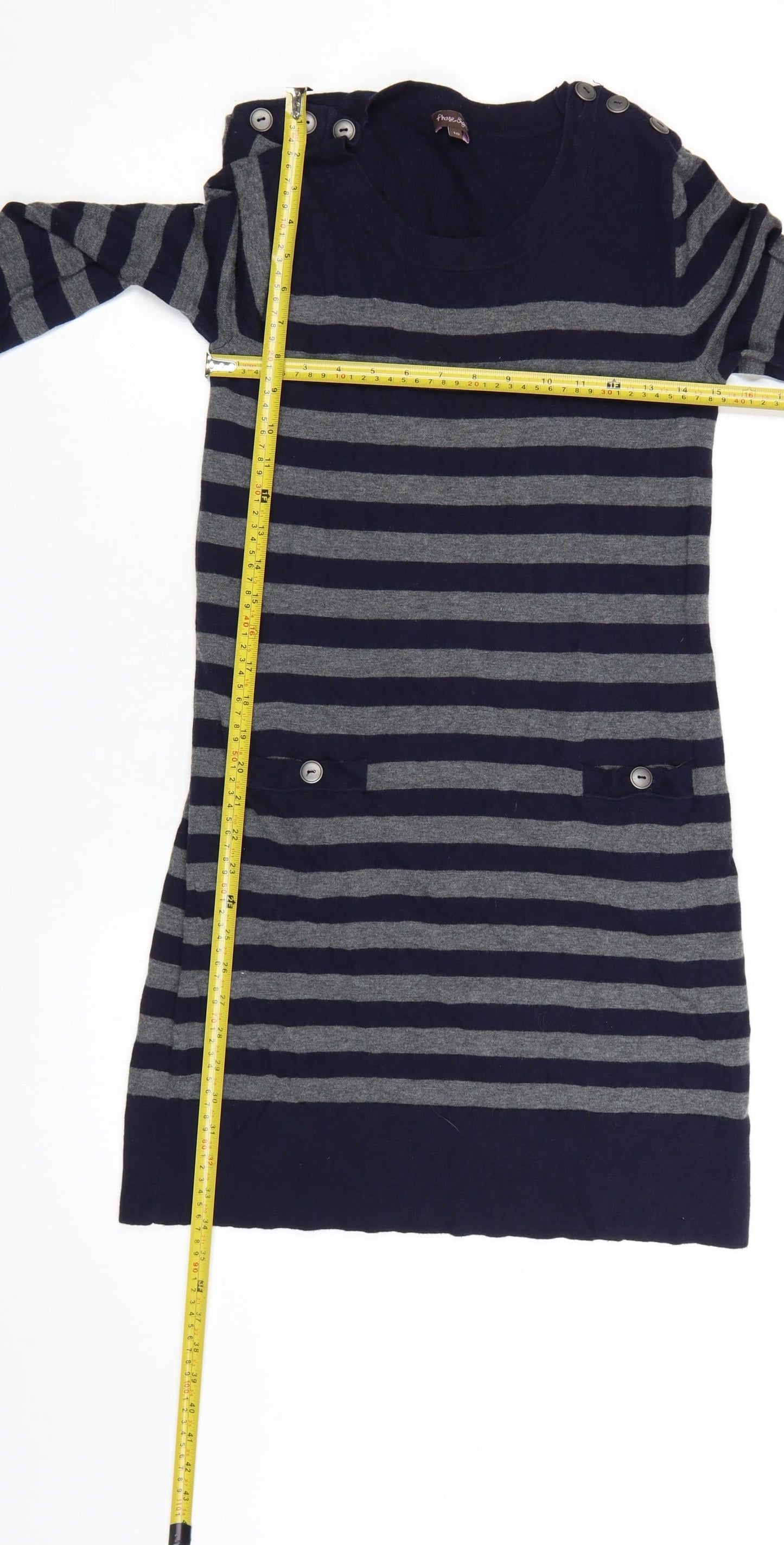 Phase Eight Women’s Blue Striped Wool Jumper Dress Size 10