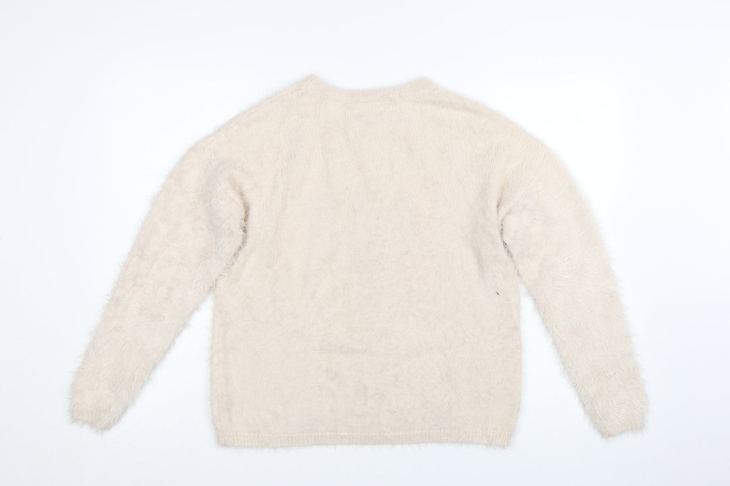 Primark Women Beige Disney Chip Fuzzy Knit Jumper Size S