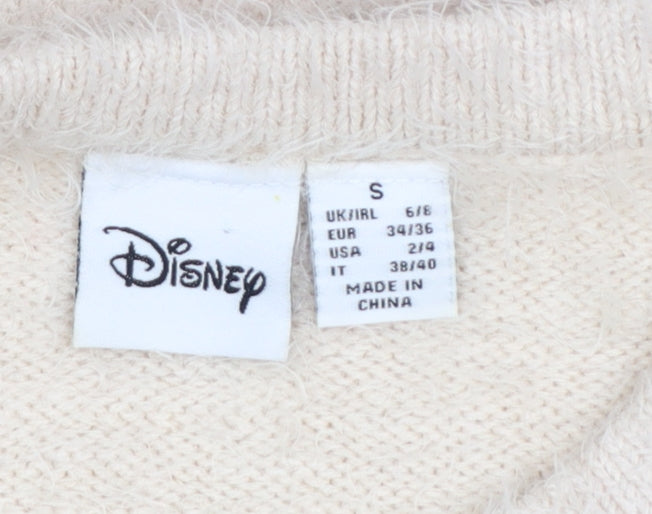 Primark Women Beige Disney Chip Fuzzy Knit Jumper Size S