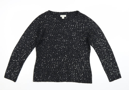 Monsoon Women Black Sequin Knit Pullover Jumper Size 14