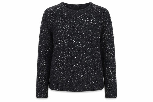 Monsoon Women Black Sequin Knit Pullover Jumper Size 14