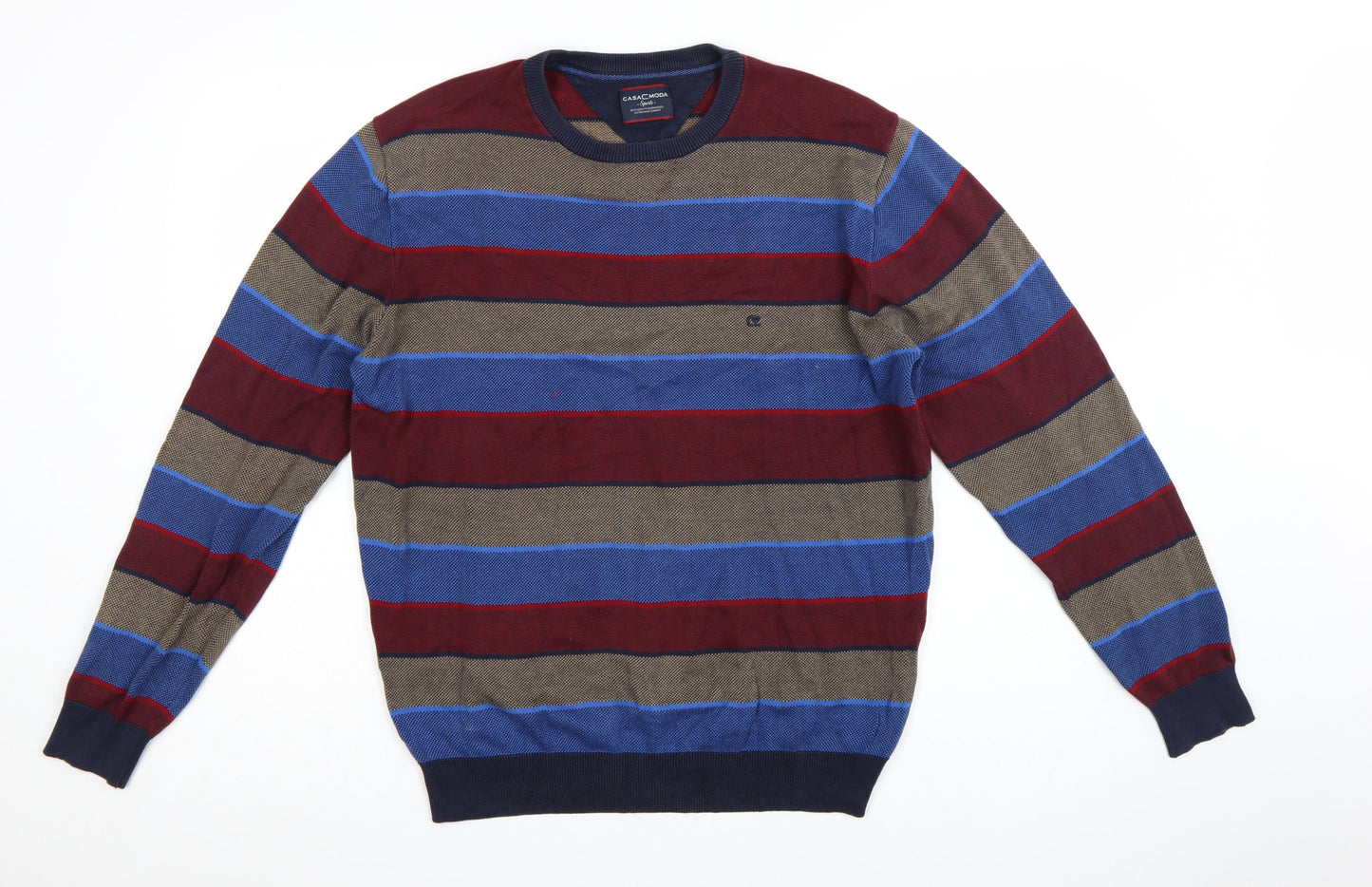 Casa Moda Men's Multicoloured Striped Cotton Jumper L