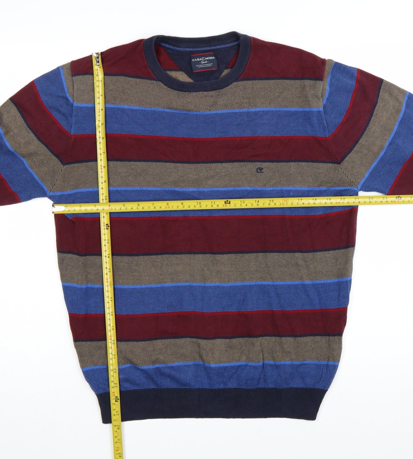 Casa Moda Men's Multicoloured Striped Cotton Jumper L