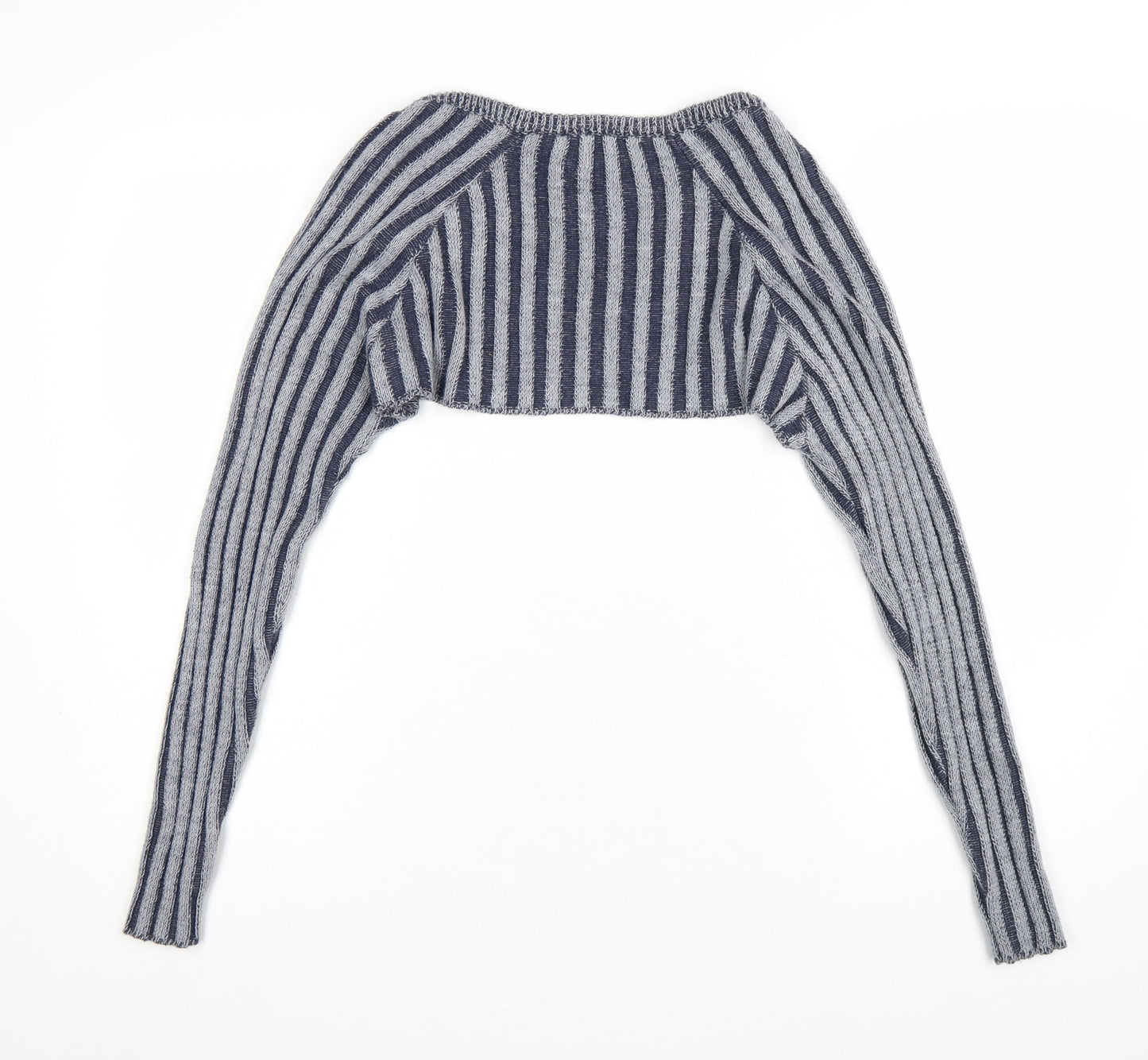 Reclaimed Vintage Women's Grey Striped Knit Shrug Jumper UK 12