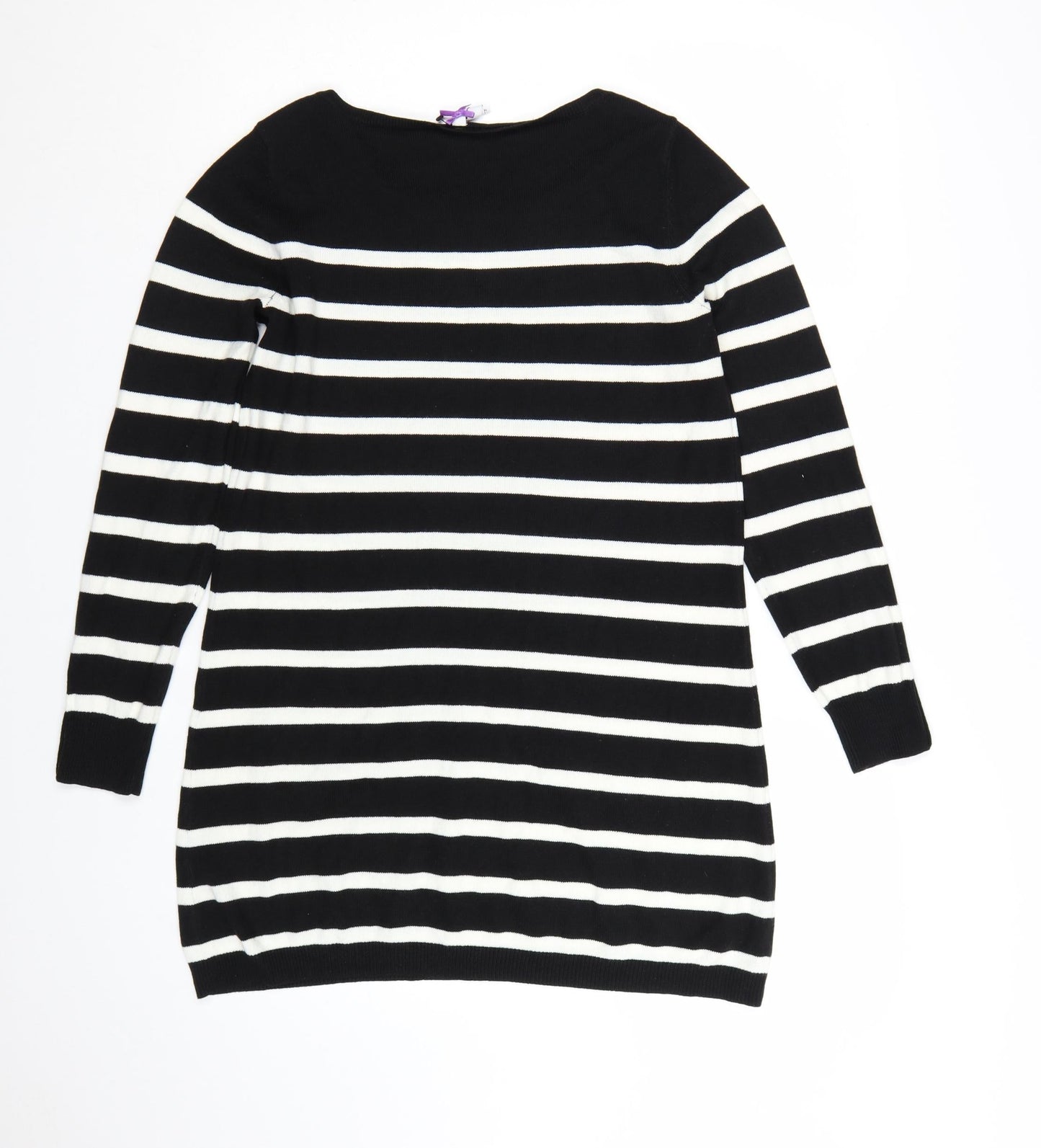 BHS Women Black Striped Jumper Dress Size 12 Long Sleeve Knit