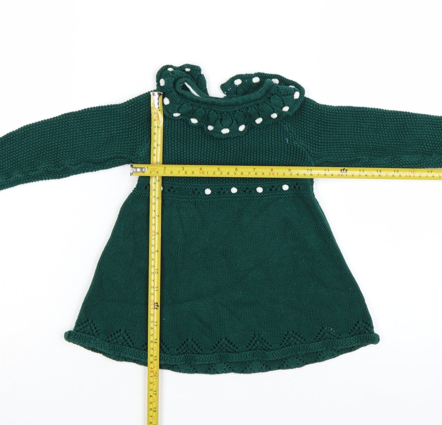 Tahari Baby Girls Green Knit Long Sleeve Dress 18-24 Months Winter A-Line