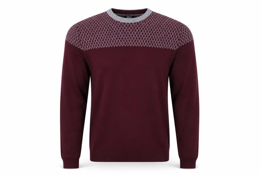Moss London Men’s Red Slim Fit Argyle Pullover Jumper Size M