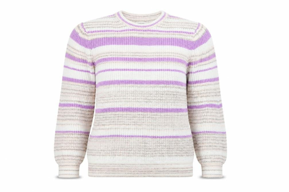Marks & Spencer Per Una Womens Lilac Mix Striped Crew Pullover Jumper Size 12