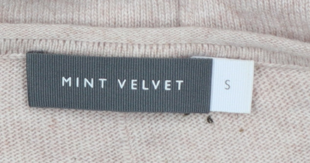 Mint Velvet Women’s Beige V-Neck Long Sleeve Cotton Blend Jumper S