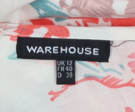 Warehouse Women's Multicoloured Floral Cotton A-Line Dress UK 12