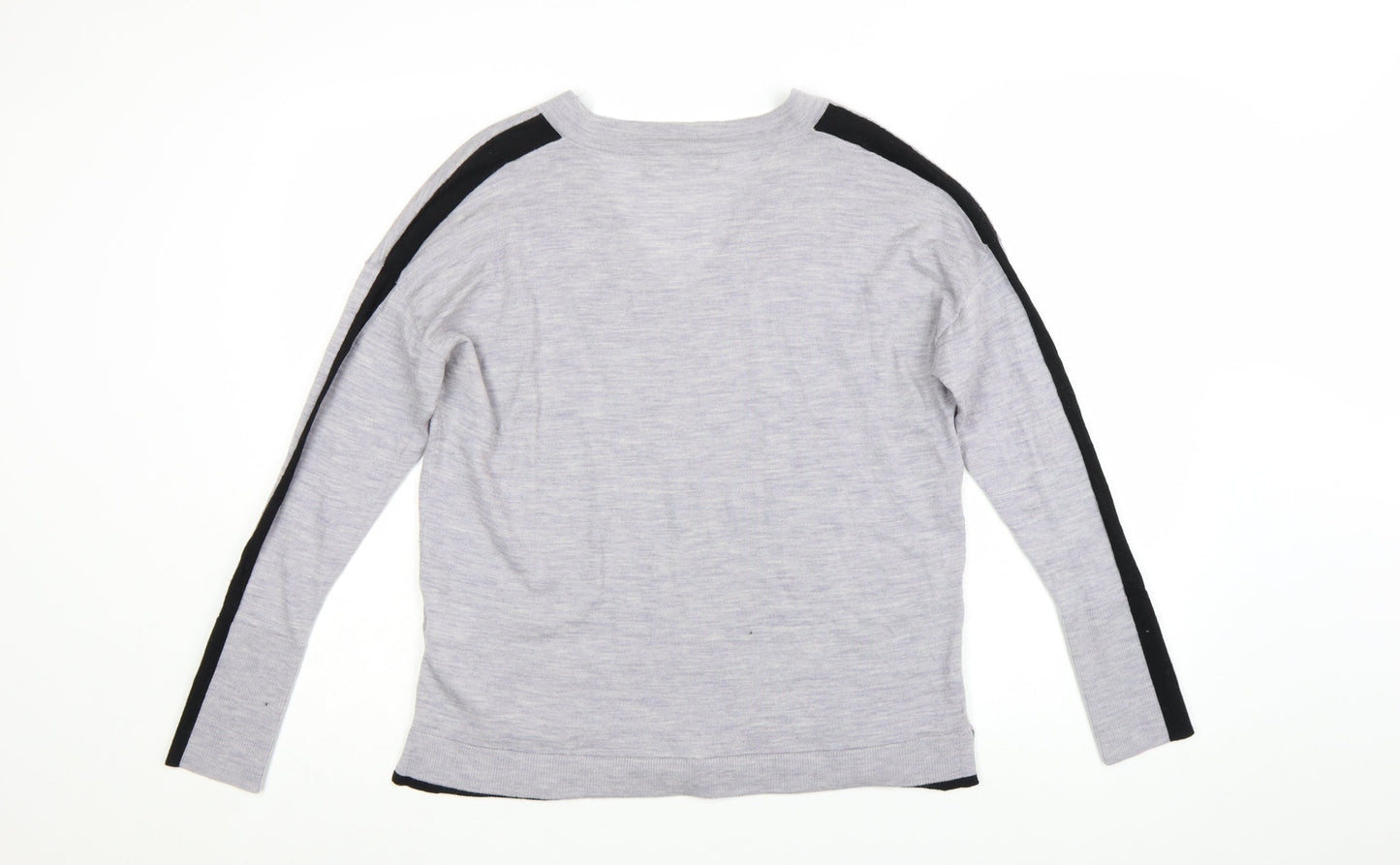 Next Women Grey V-Neck Merino Wool Long Sleeve Pullover Jumper Size 12