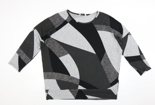 Apricot Women's Grey Geometric Pullover Jumper Size 16