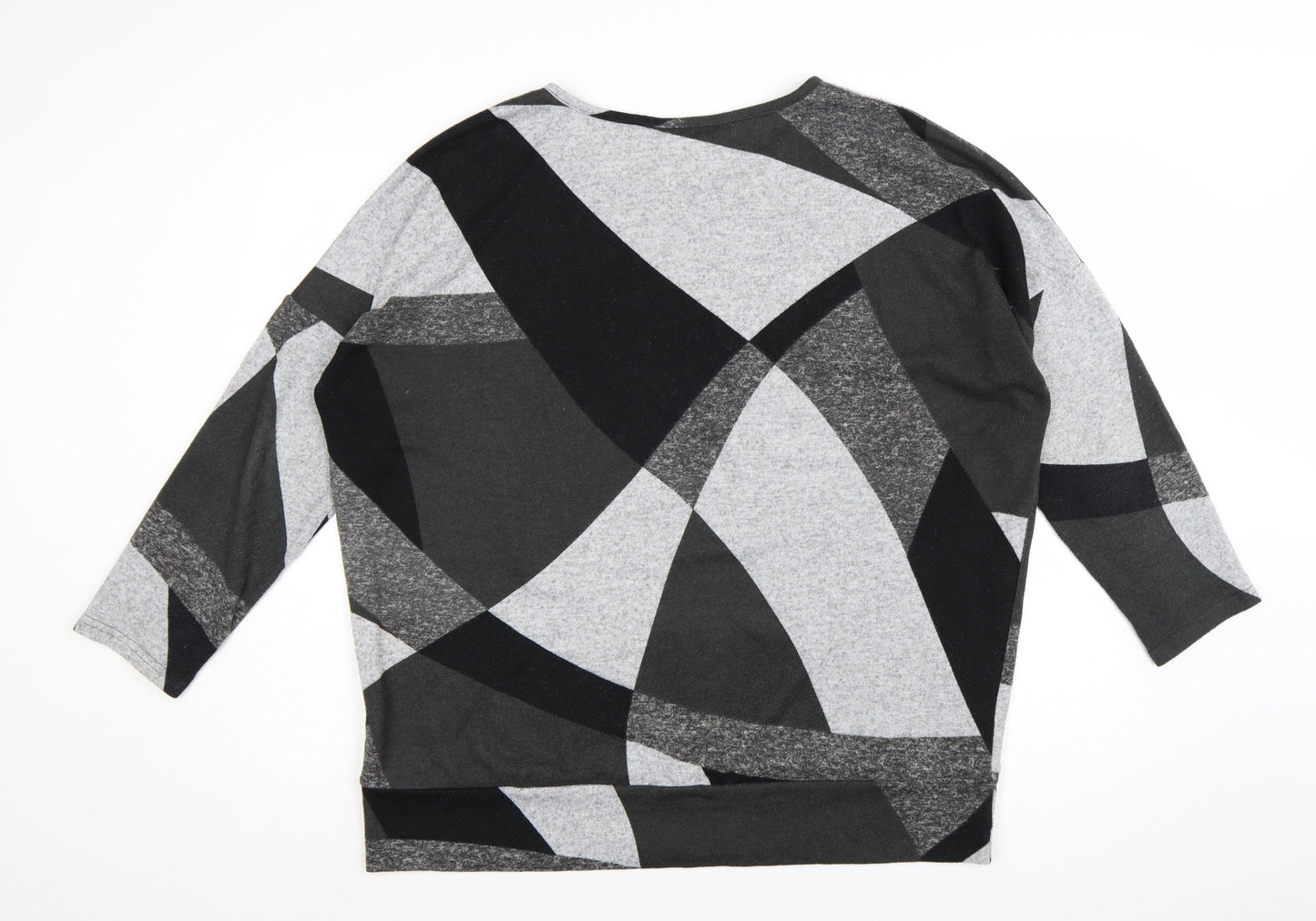 Apricot Women's Grey Geometric Pullover Jumper Size 16