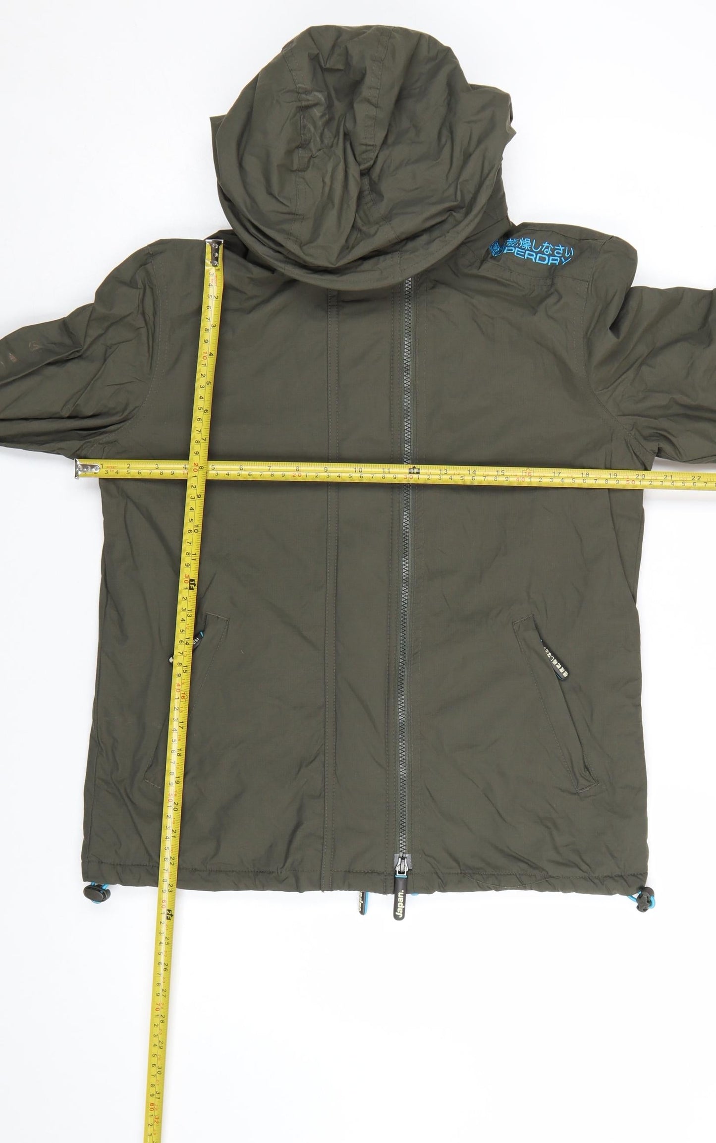 Superdry Men's Khaki Windcheater Jacket L Waterproof Hooded