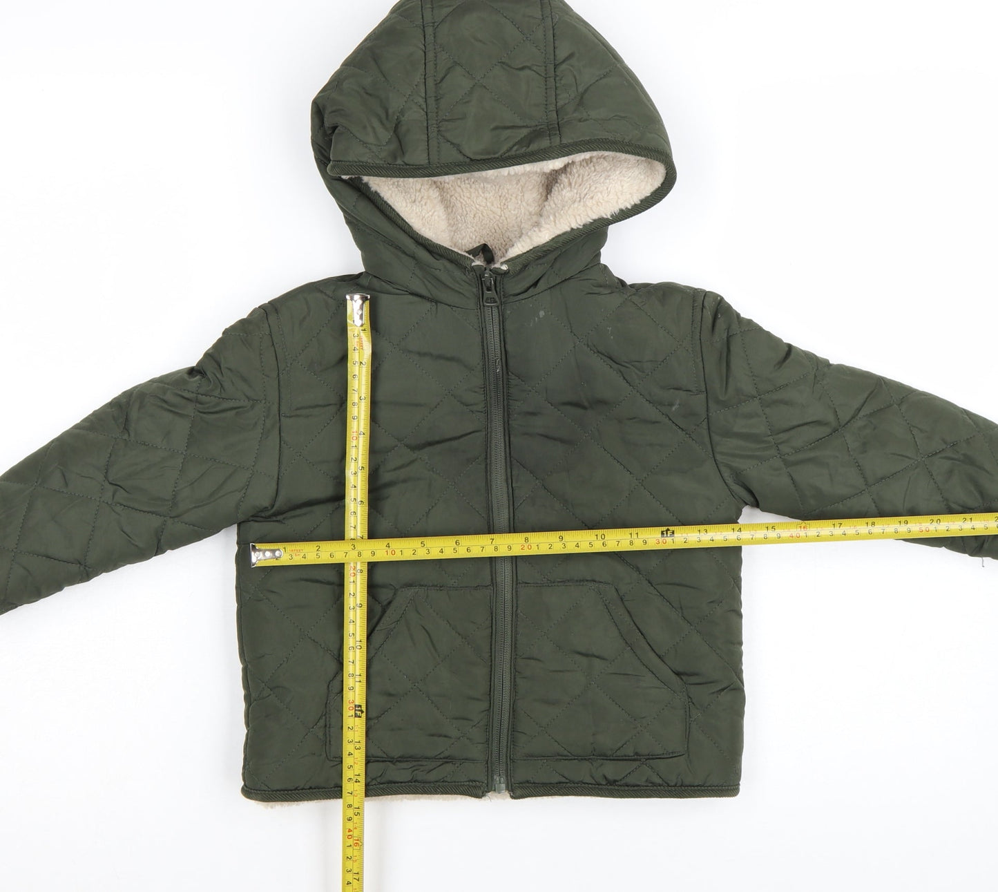 Mango Boys Green Quilted Hooded Puffer Jacket Size 3-4 Years