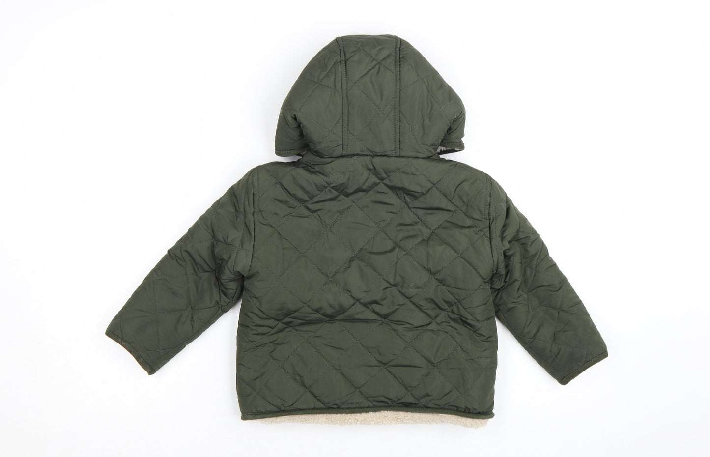Mango Boys Green Quilted Hooded Puffer Jacket Size 3-4 Years