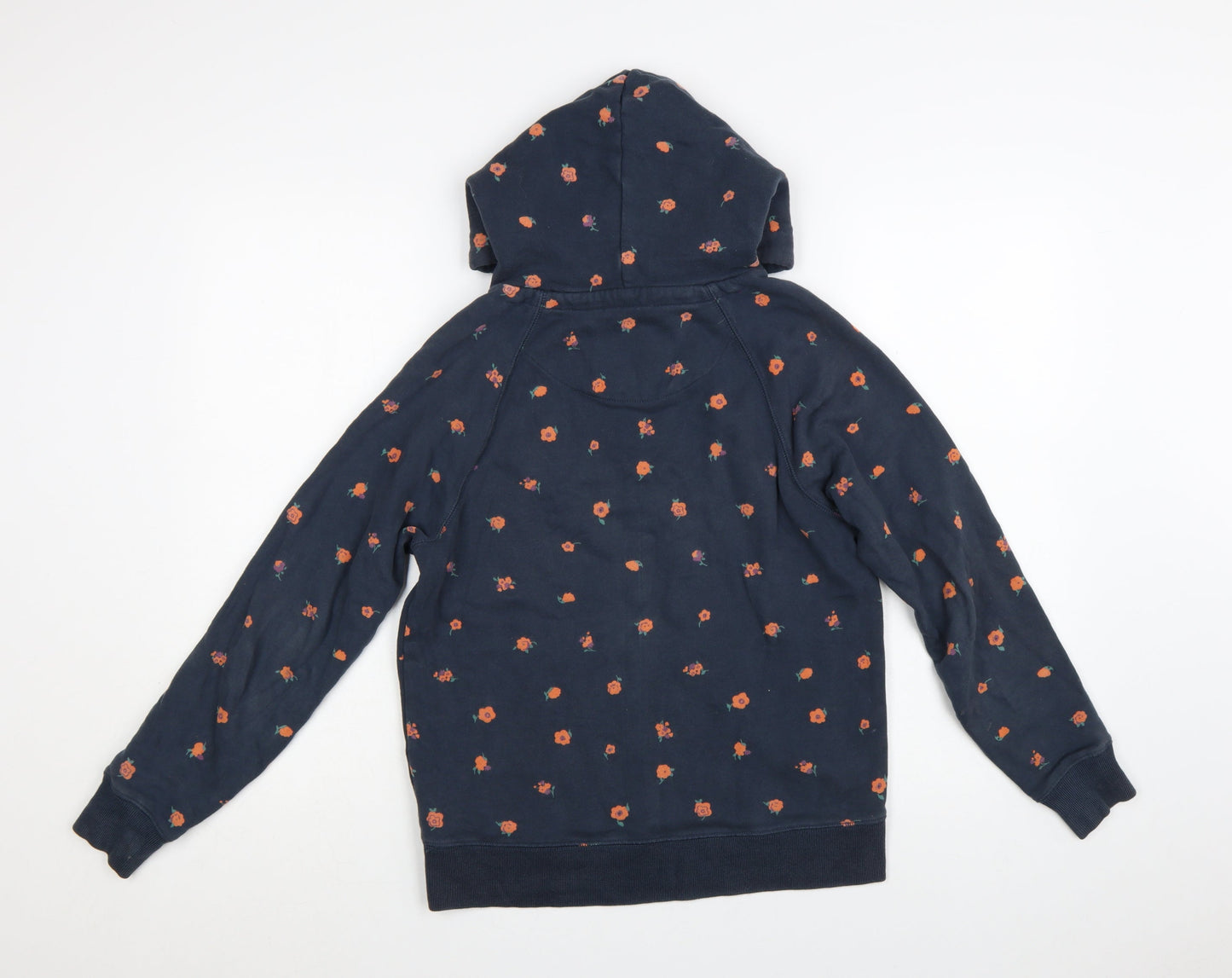 Jack Wills Womens Navy Floral Pullover Hoodie UK 6 Cotton Hooded Sweatshirt