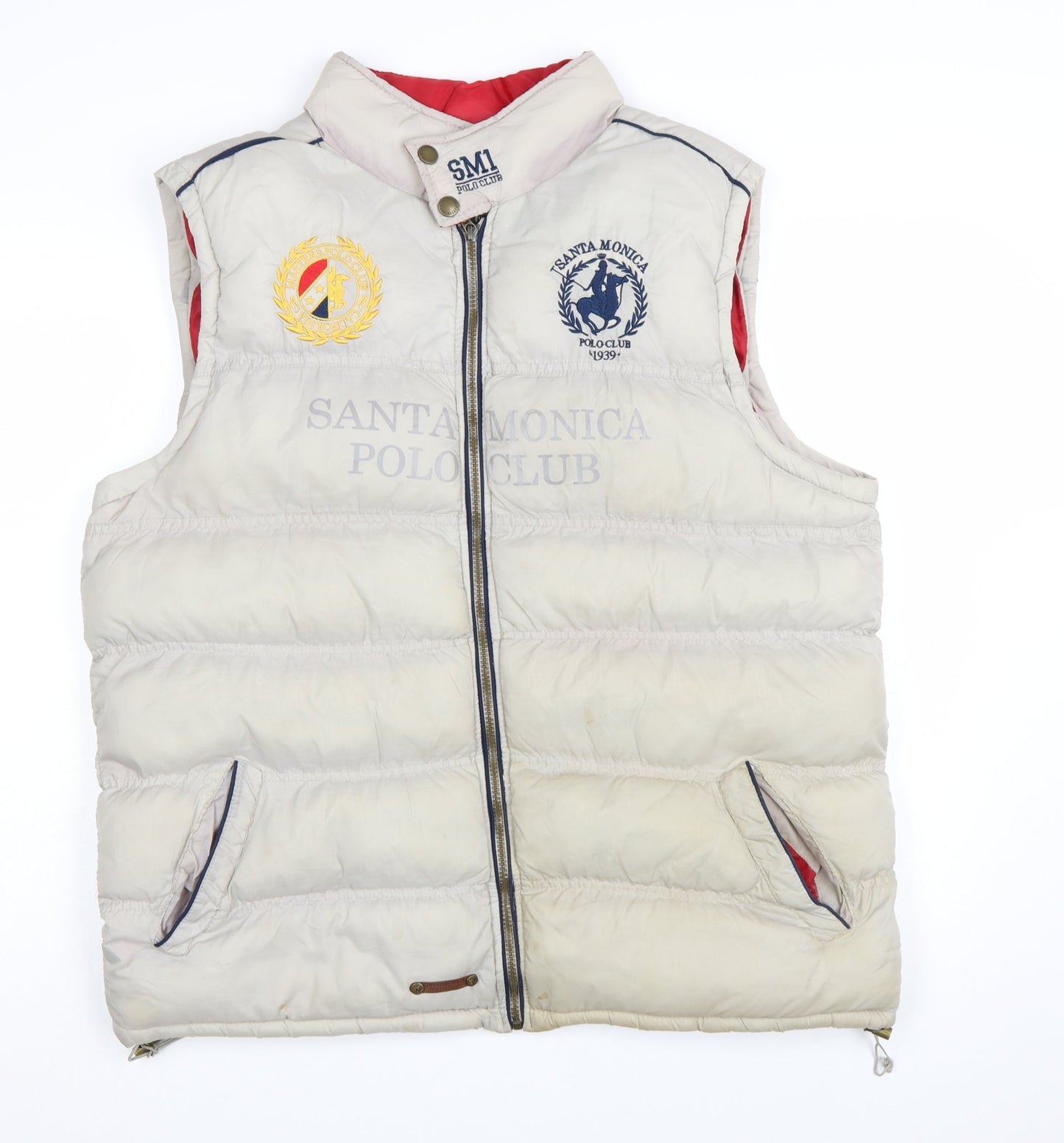 Santa Monica Polo Club Men's Beige XL Puffer Waistcoat Gilet