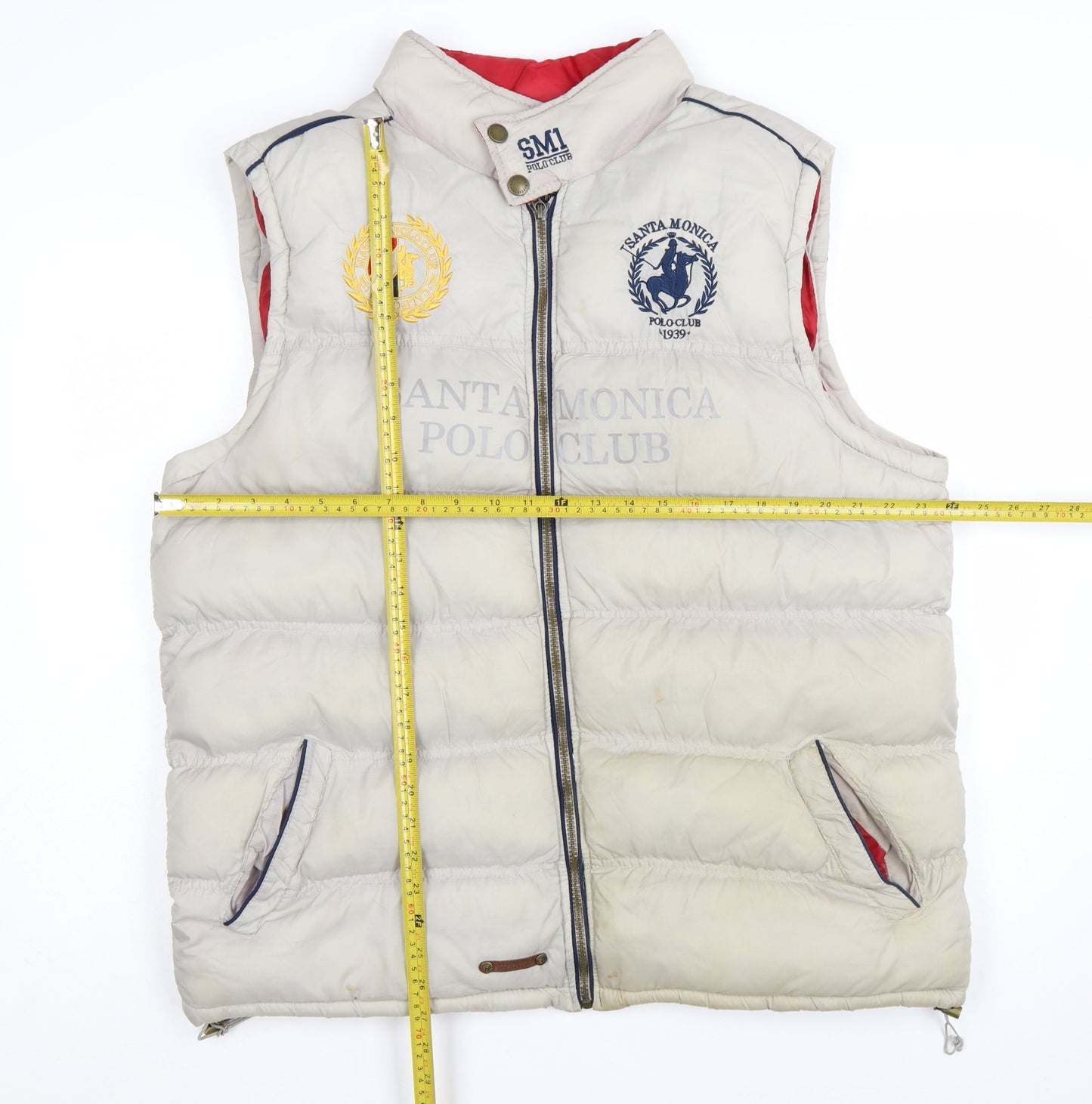 Santa Monica Polo Club Men's Beige XL Puffer Waistcoat Gilet