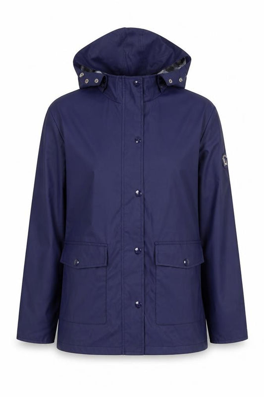 Scotland Womens Blue Hooded Waterproof Rain Jacket Size S
