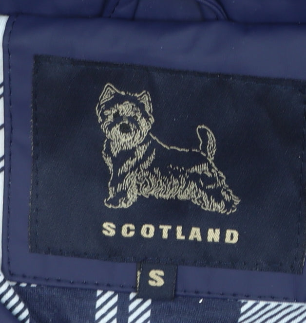 Scotland Womens Blue Hooded Waterproof Rain Jacket Size S