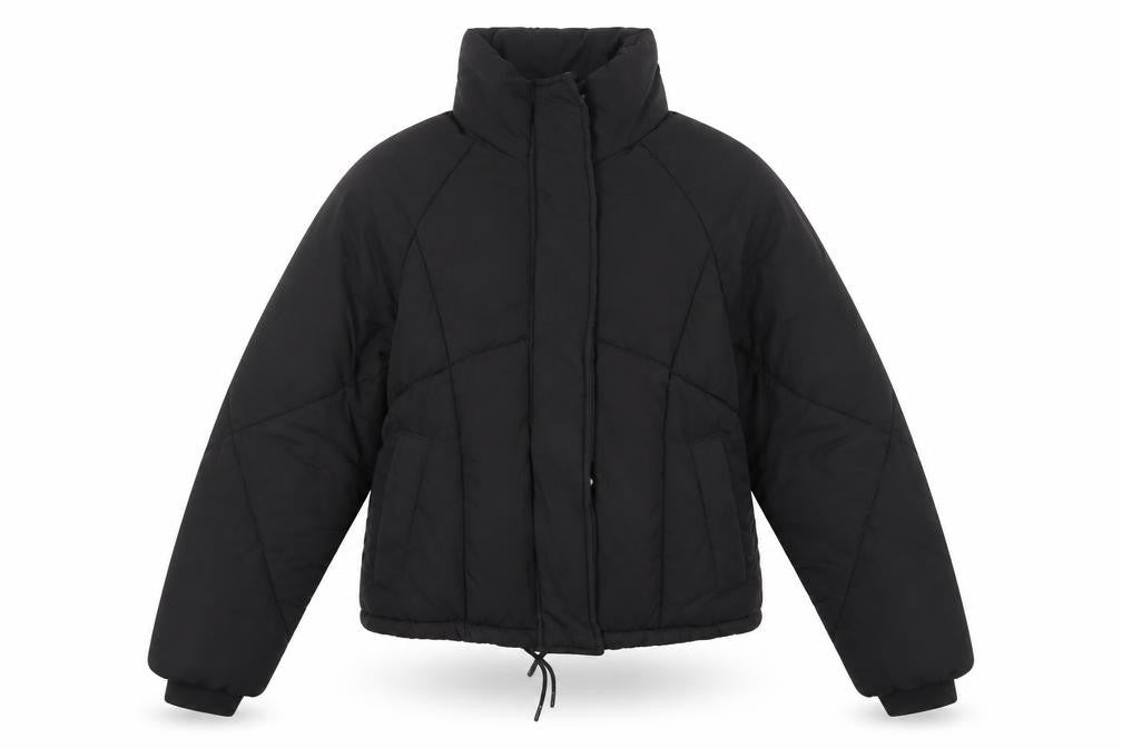 Topshop Women's Black Size 8 Cropped Puffer Jacket