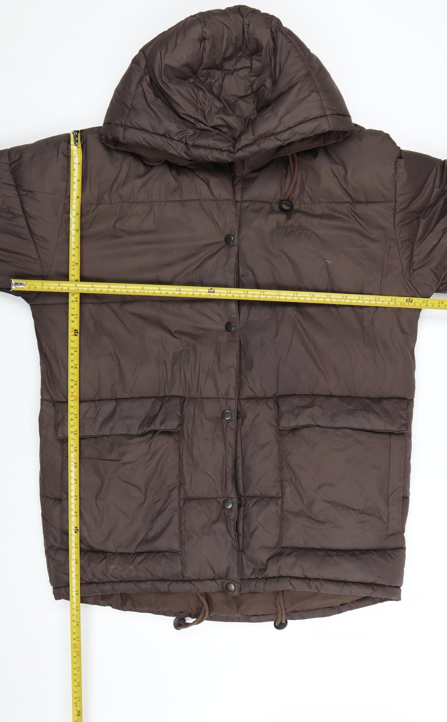 Iets Frans Womens Brown Long Puffer Jacket Hooded Size M